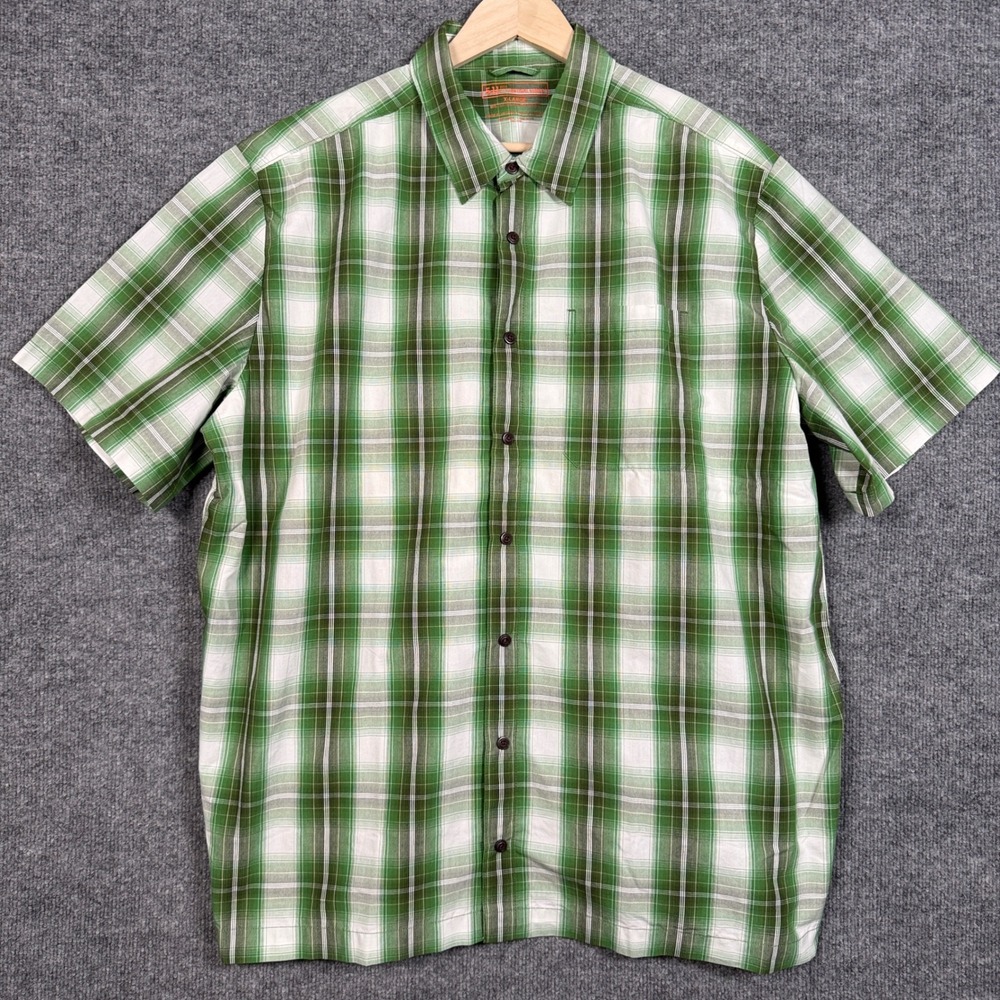 5.11 Tactical Mens Size XS Button Up Shirt Green Plaid Poly Cotton Short Sleeves